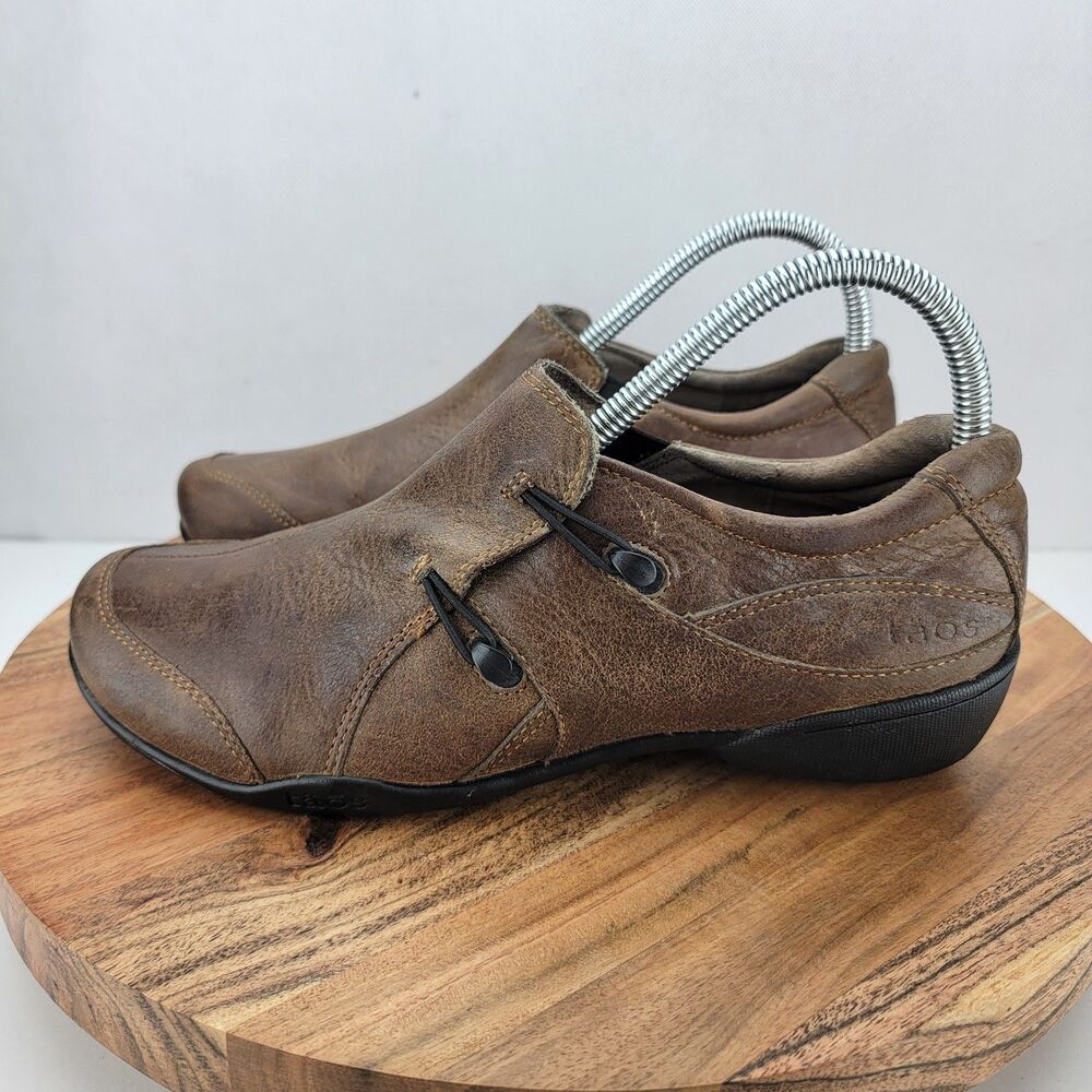Taos Womens Size 7-7.5 Brown Bungie Jump-D Leather Work Shoes Shooties